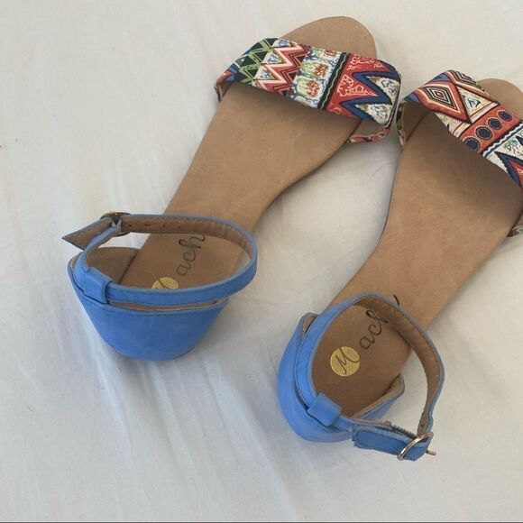 Satin Tribal Patterned Ankle Strap Sandal Size 8 - Picture 4 of 7